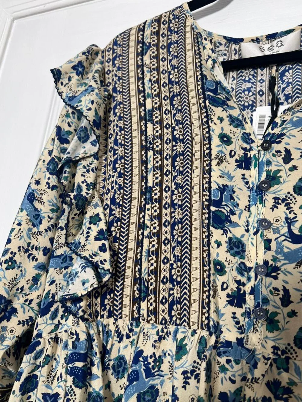 SEA NEW YORK DOE PRINT silk blouse size 4 - Picture 6 of 8